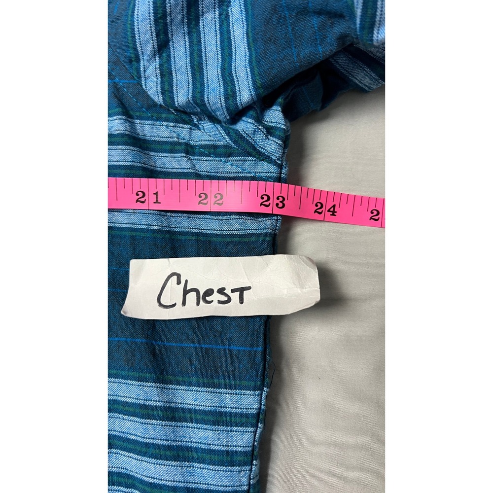 Kennington California Mens XL Blue Striped Short Sleeve Cotton Button Down Shirt - Picture 3 of 8